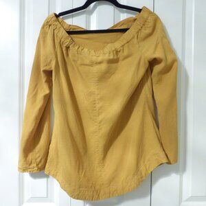 LE CHATEAU mustard yellow casual off shoulder long sleeve top